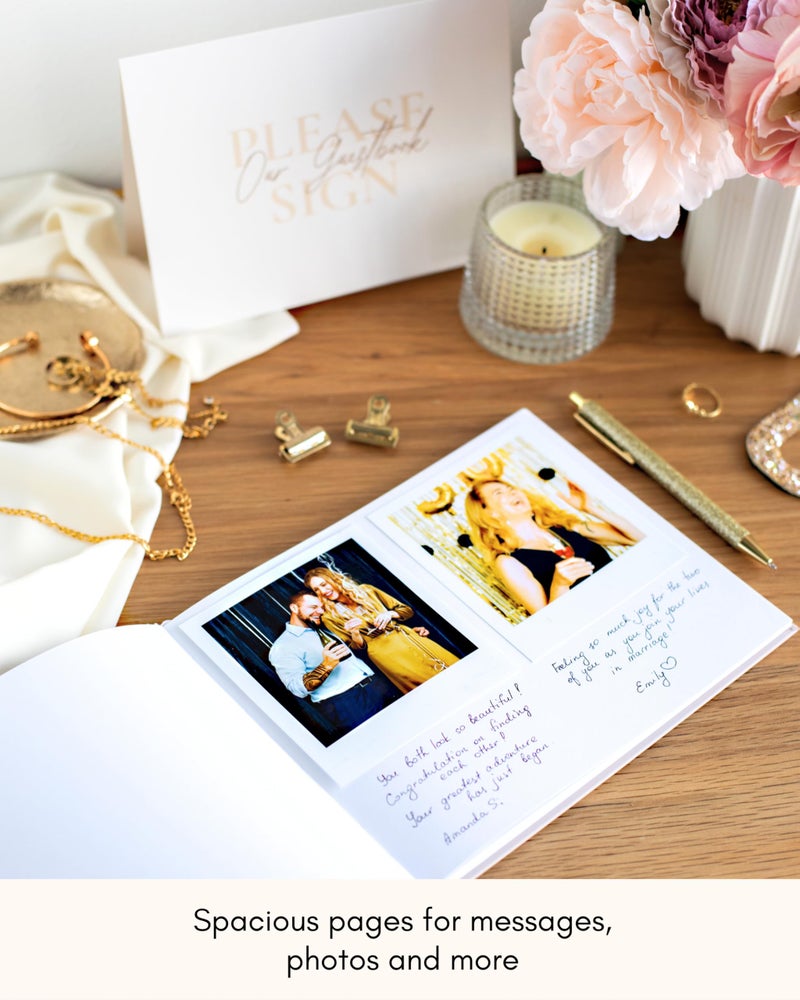 لامير دفتر ضيوف لامار لحفلات الزفاف - دفتر ضيوف بولارويد لحفلات الزفاف، وحفلات استقبال المولود، وأعياد الميلاد، وحفلات توديع العزوبية، والمناسبات الخاصة - دفتر تسجيل أنيق للحفلات - صفحة فارغة - Image 3